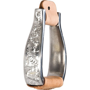 Schneiders® Engraved Aluminum Show Stirrups with Leather Treads