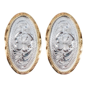 Arab Concho Silver Plate Small Oval Gold Edge