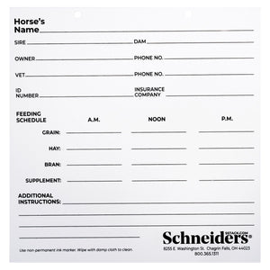 Schneiders® Plastic Feeding Chart
