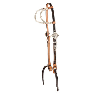 Billy Royal® Exotic Python Print Two-Tone Two Ear Silver Show Headstall