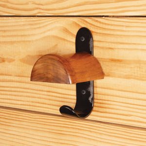 Berlin Brass Black and Wood Domed Bridle Rack