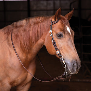 Schneiders® One Ear Diamond Tooled Two-Tone Silver Concho Ranch Headstall