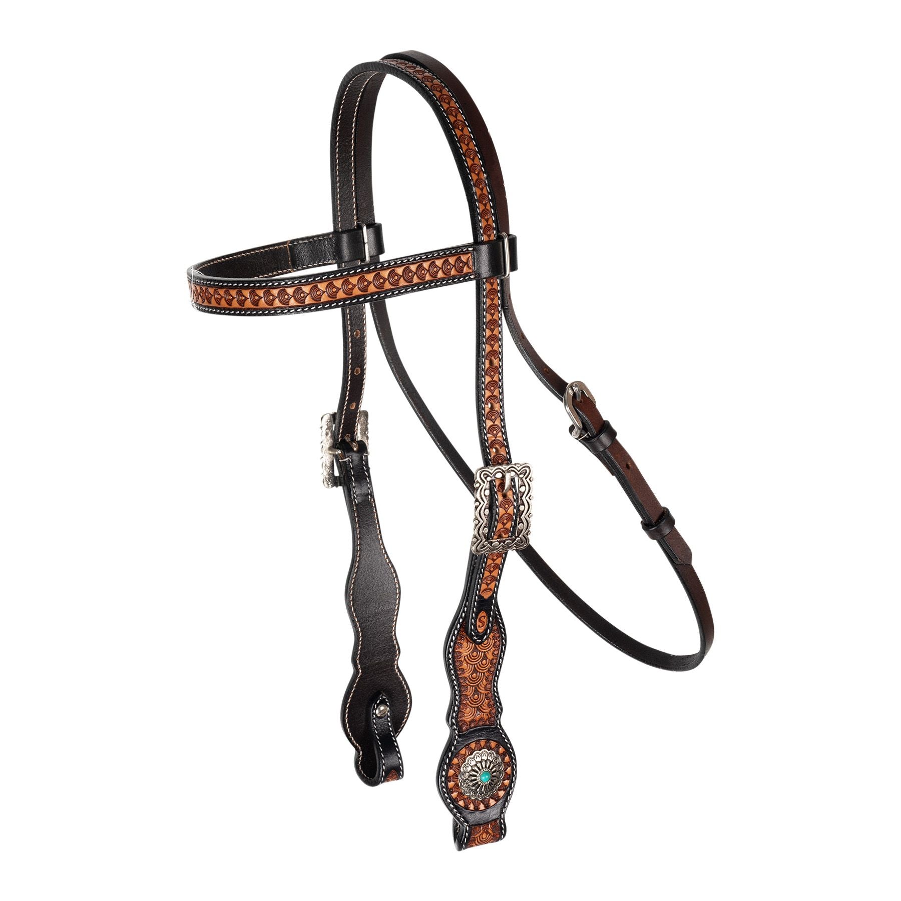 Schneiders® Ranch Turquoise Concho Two-Tone Browband Headstall display picture 3