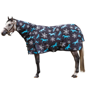 StormShield® Classic II Horses & Snowflakes Attached Neck 220g Medium Weight Turnout Blanket