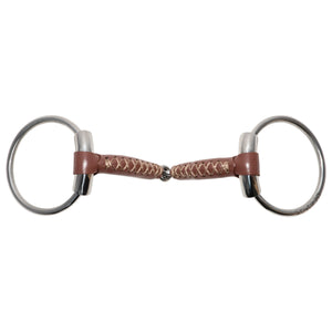Metalab® Pinchless Single Jointed Leather Wrapped Loose Ring Snaffle - 5 1/4