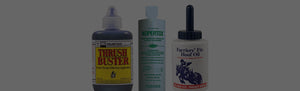 Thrush treatments for horses -- Thrush Buster, Kopertox and Farrier's Fix Hoof Oil