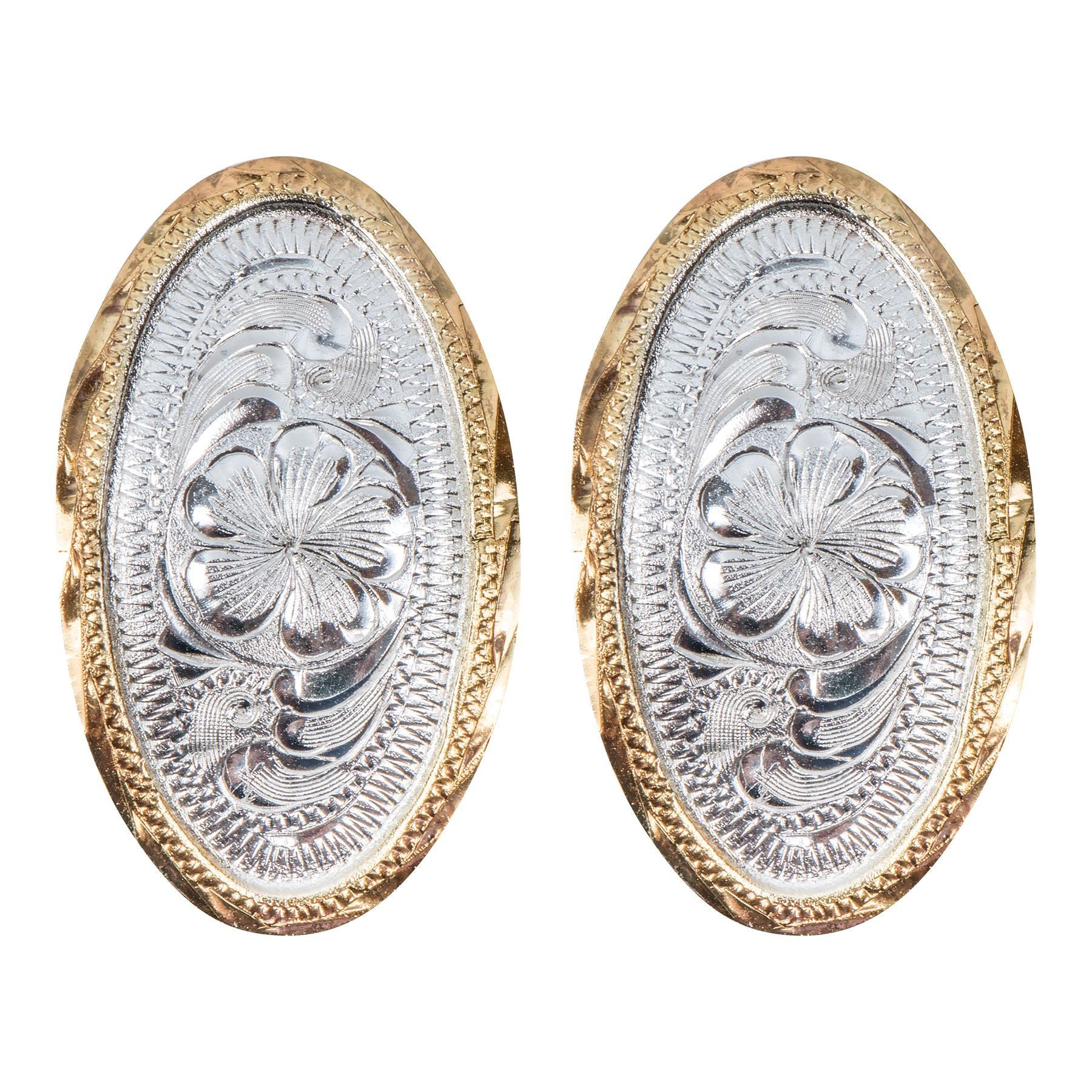 Arab Concho Silver Plate Small Oval Gold Edge