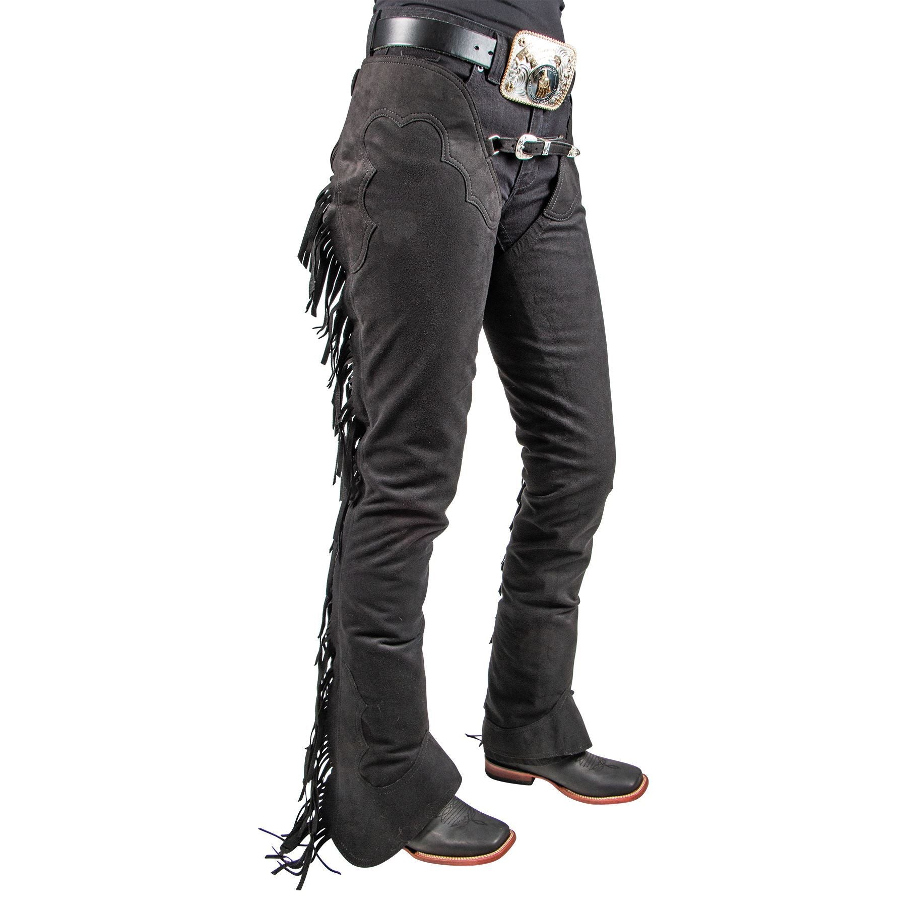 Hobby Horse Adult Split Leather Classic Western Show Chaps with Fringe