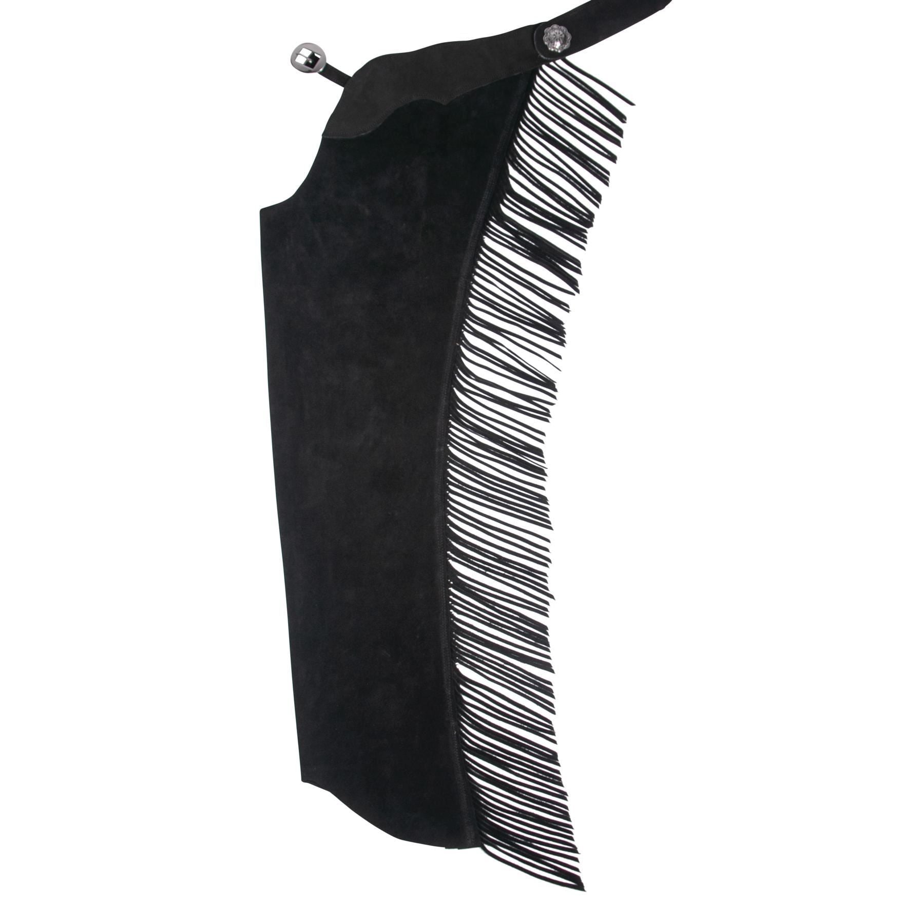 Leather Suede Fringe Detail Black Chaps Double “A” Leather Small ?media_id=10240347213763783 main image 2