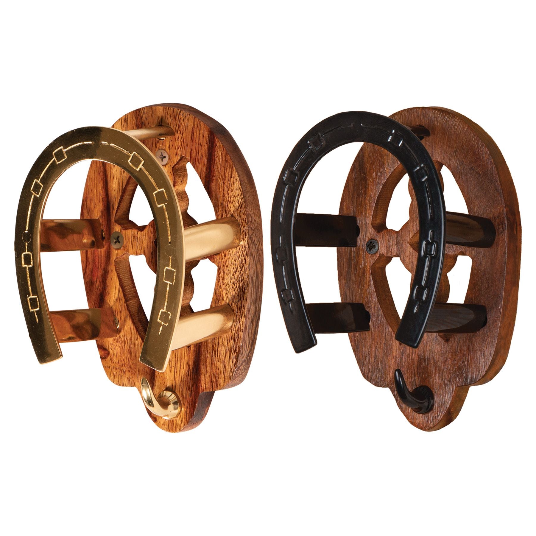 Berlin Brass and Wood Fancy Horseshoe Bridle Brackets