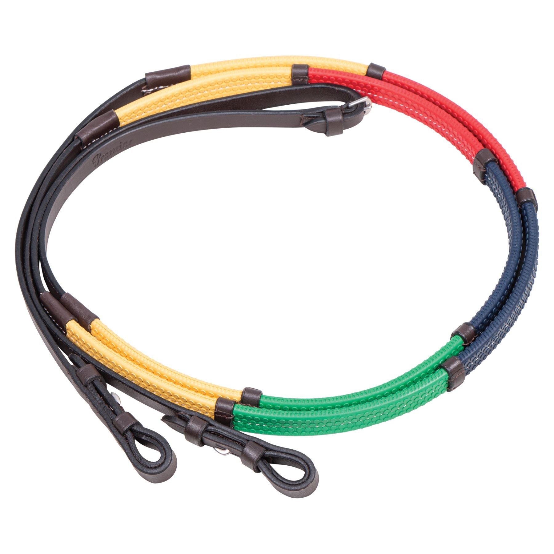 Pinnacle Rainbow Reins for Horses with Leather Stops