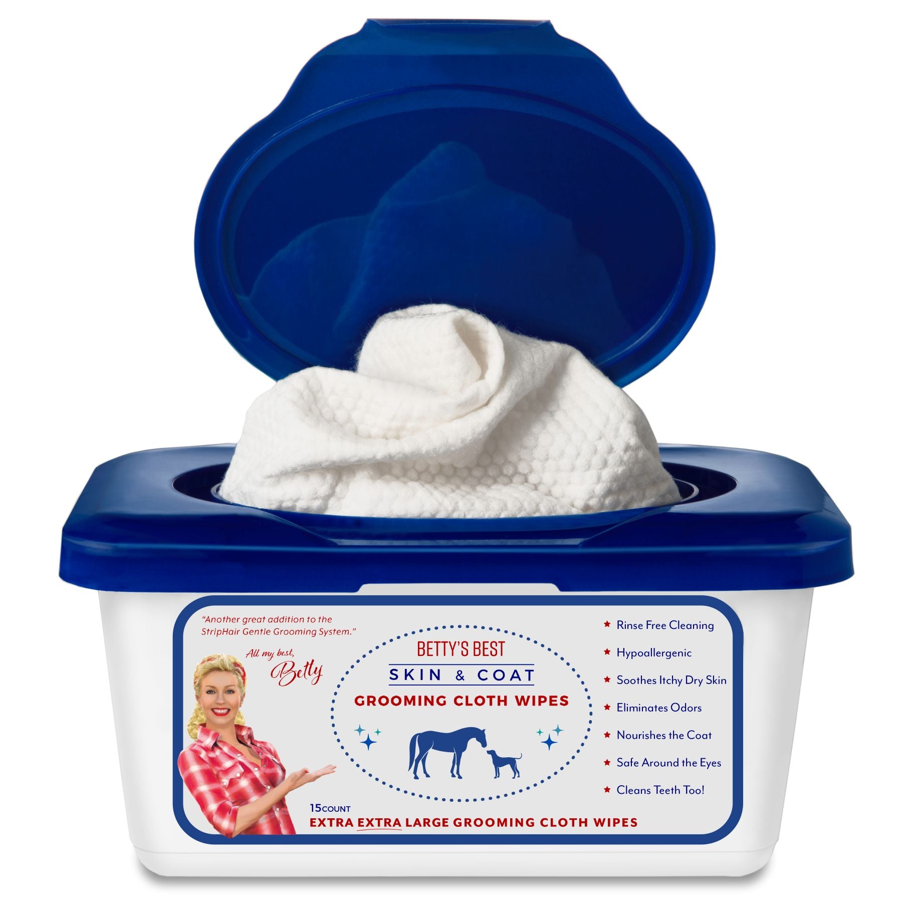 Betty's Best Striphair Skin & Coat XXL Cloth Wipes -  Tub