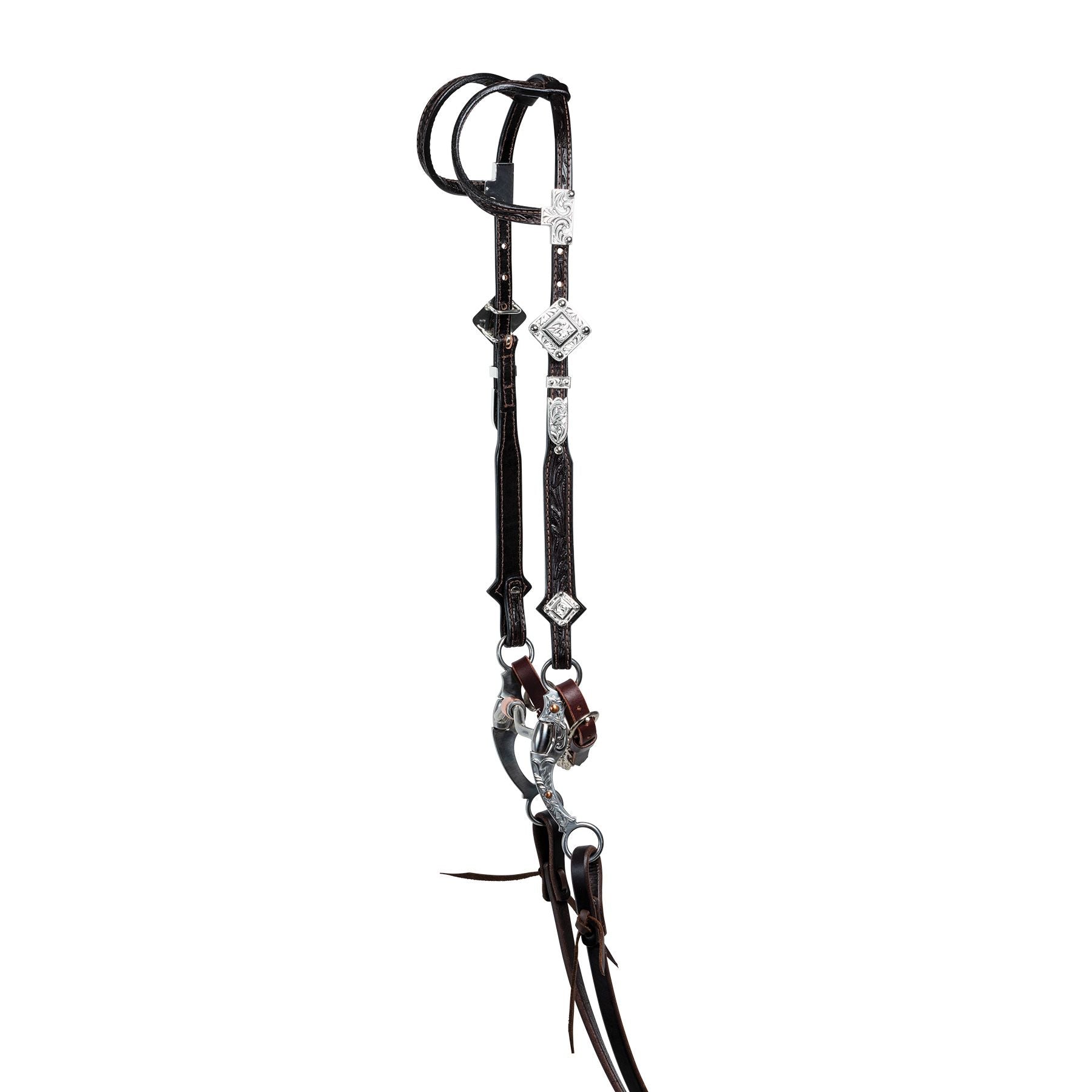 Billy Royal® Studded Diamond Tooled Two Ear Headstall