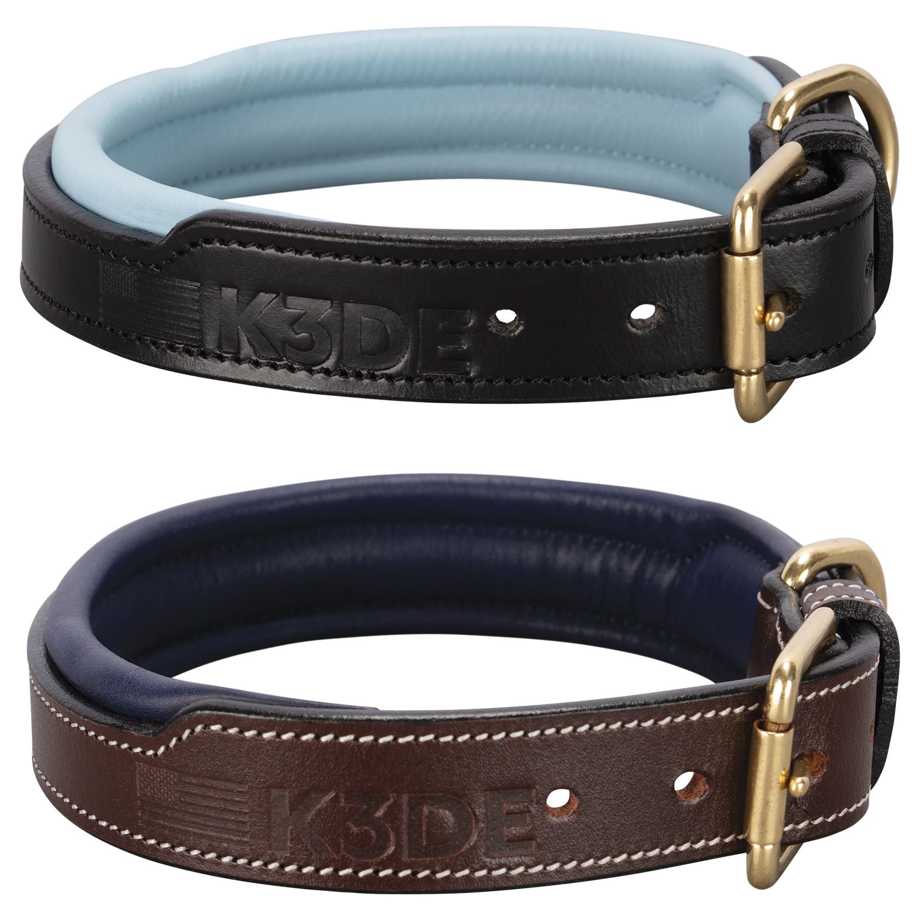 K3DE Padded Leather Dog Collar