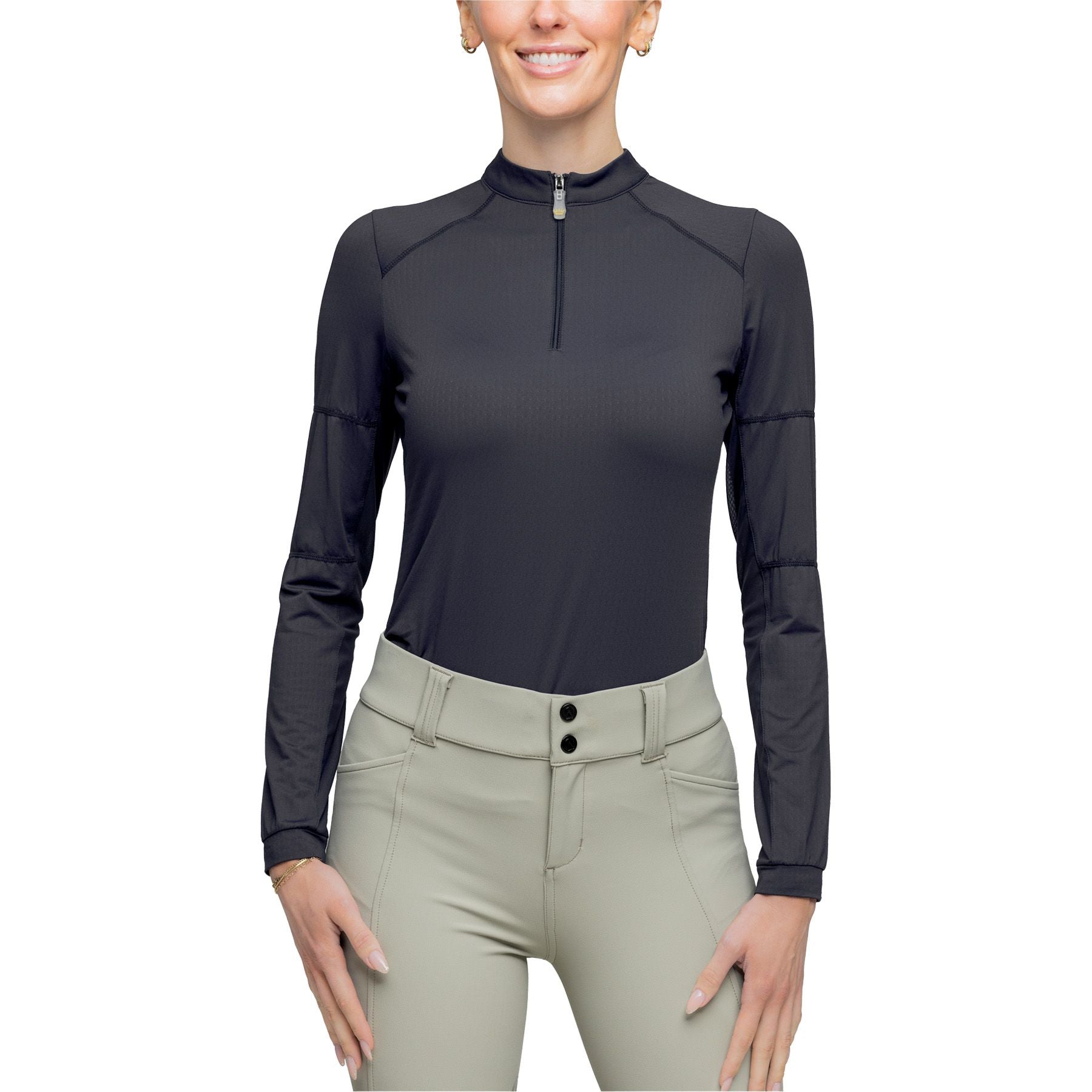 Kastel Denmark Ladies 1/4 Zip Paneled Solid Long Sleeve Sun Shirt