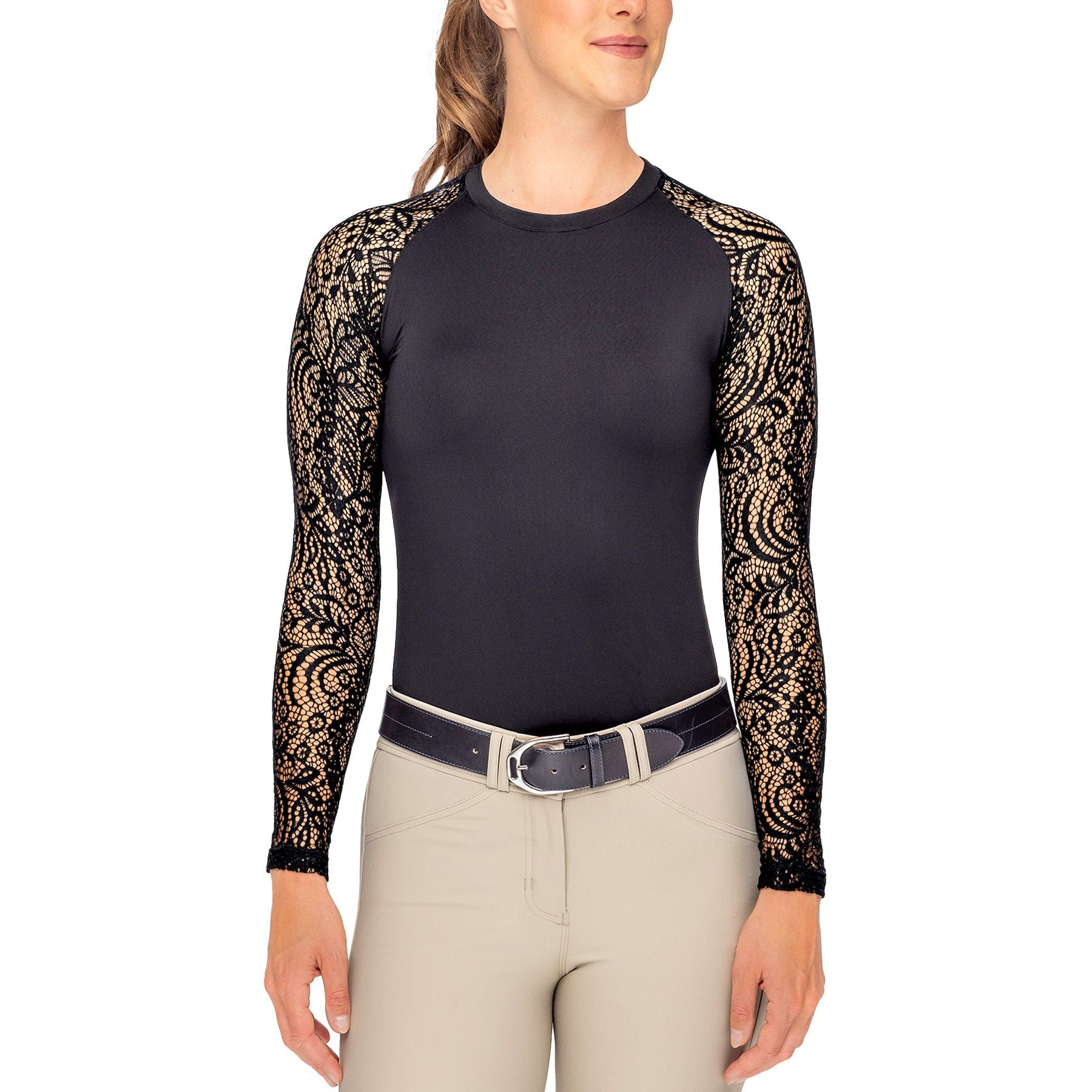 Kastel Denmark Ladies Crewneck Floral Lace Long Sleeve Shirt